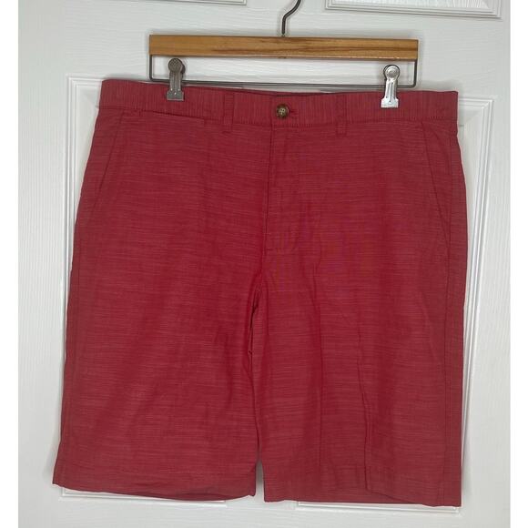 Tommy Hilfiger Men's Striped Red Chino Shorts with Pockets 100% Cotton Size 36 - Picture 2 of 8